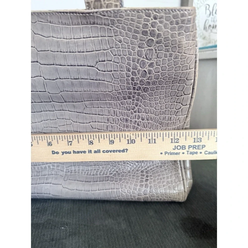 Saks Fifth Avenue Vintage Faux Croc Embossed Tote Bag Shoulder Purse Calf Skin